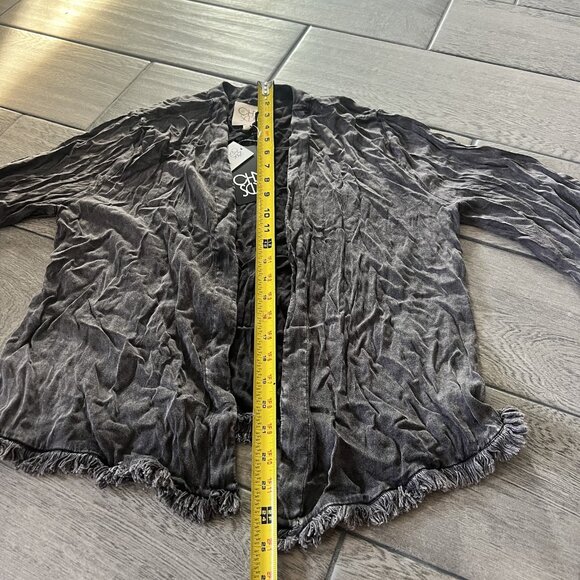 chasor gray open front cardigan fringe NWT Medium (258) - Picture 5 of 5